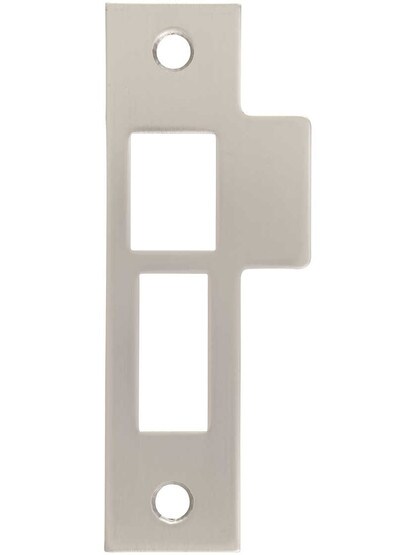 3 7/8-Inch Solid Brass Mortise Lock Strike Plate in Satin Nickel.